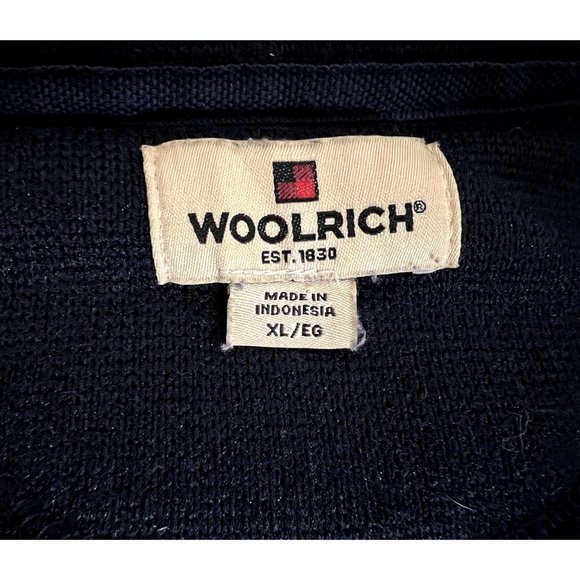 Woolrich Men's XL Blue Fleece Pullover With Chest Pocket Quarter Zip Sweater - Picture 5 of 7
